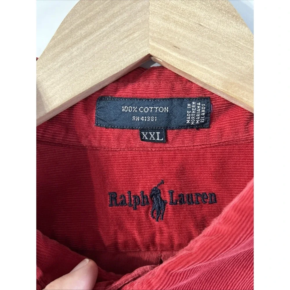 Mens Vintage RALPH LAUREN Corduroy Long Sleeve Button Up Shirt Sz XXL